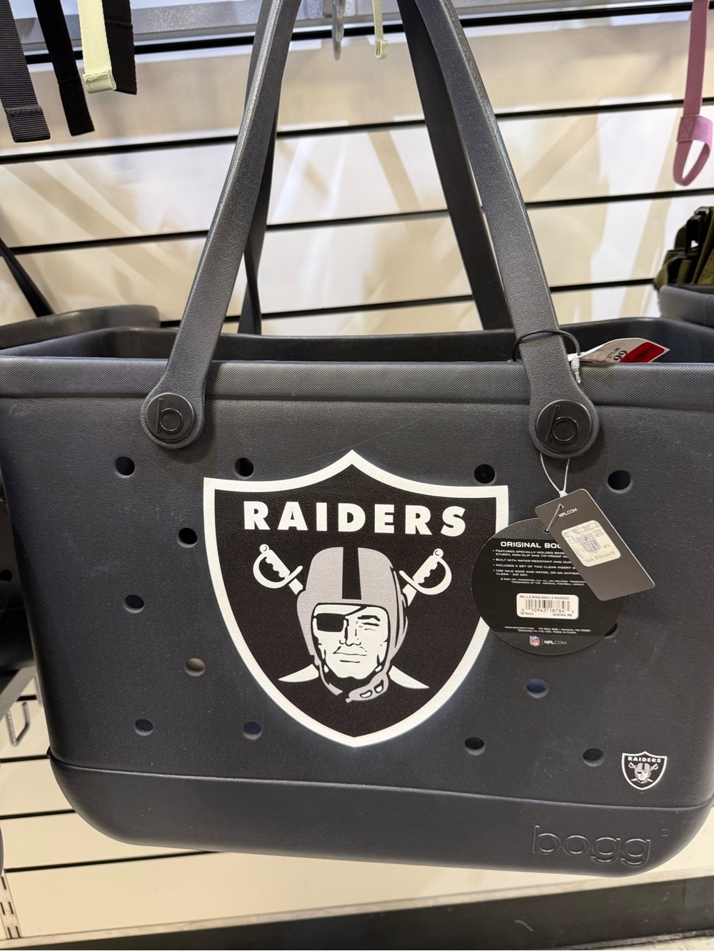 BOGG BAG Black Raiders Logo Tote with White Shield
